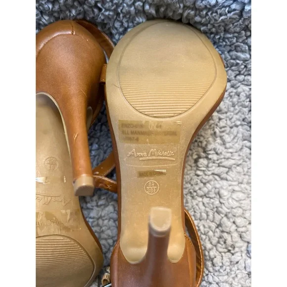 Lulus Women’s 8.5 Anne Michelle Enzo 01N Chestnut Brown Single Strap Heels. - Picture 8 of 16